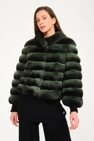 Mint Green Chinchilla Fur Coat