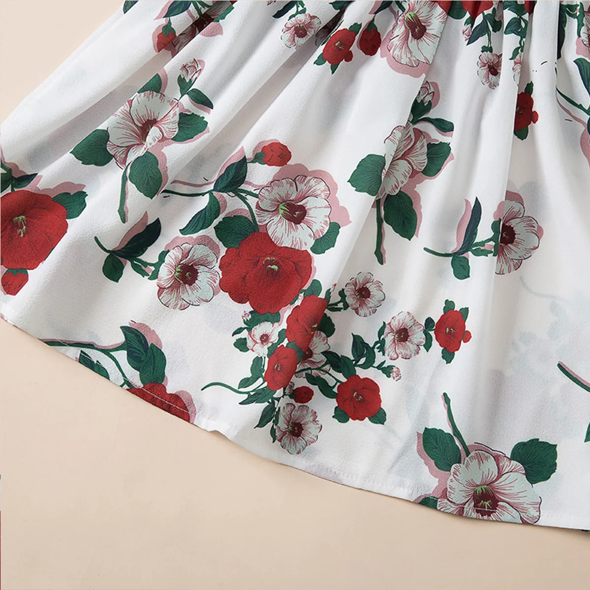 Mommy and Me Floral Printed Dresses Shoulder Straps Bowknot Sleeveless Matching Outfits