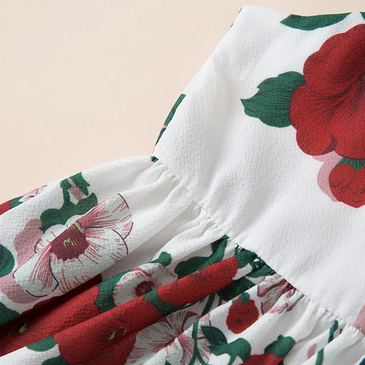 Mommy and Me Floral Printed Dresses Shoulder Straps Bowknot Sleeveless Matching Outfits