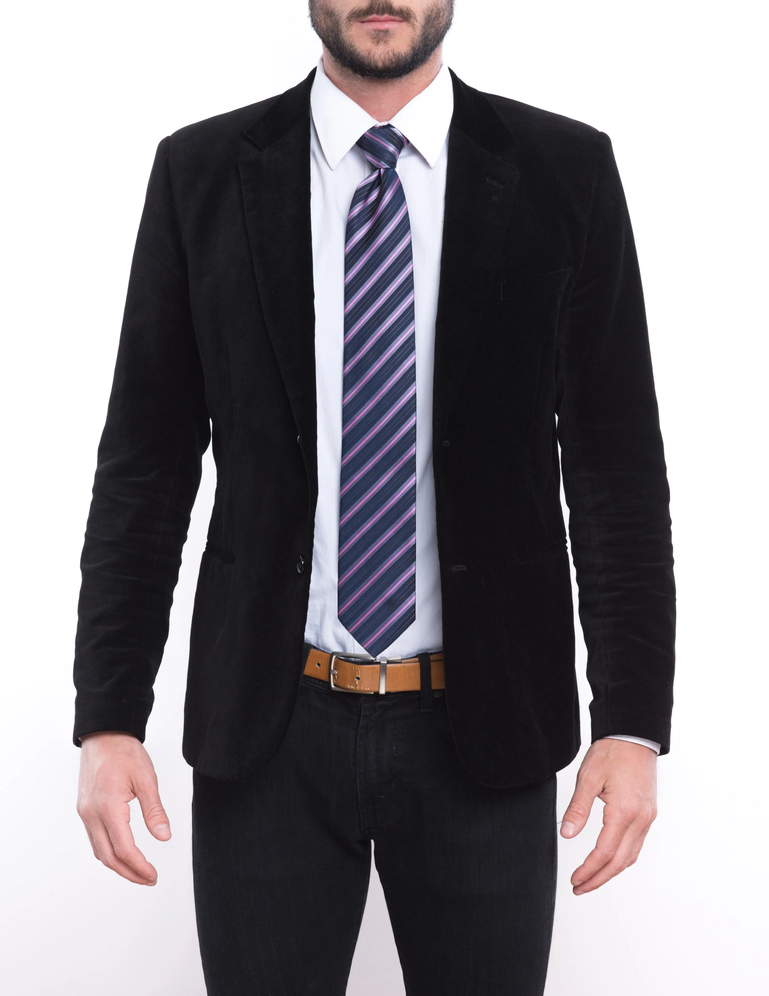 Navy Blue Pink Striped Traditional Tie