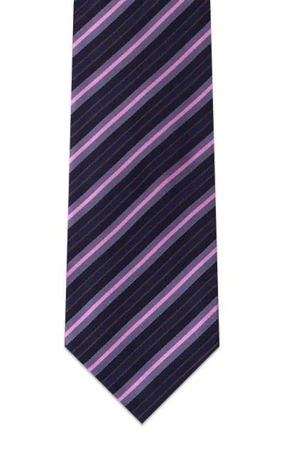 Navy Blue Pink Striped Traditional Tie