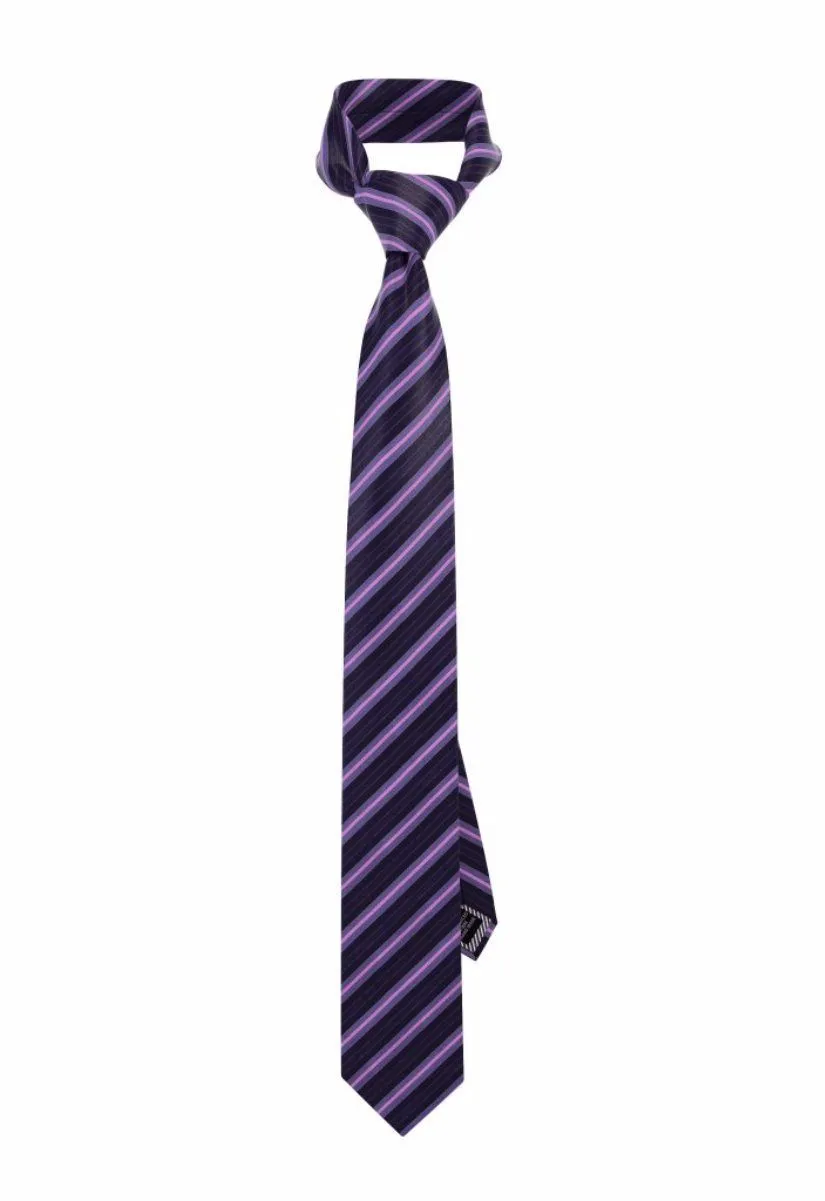 Navy Blue Pink Striped Traditional Tie