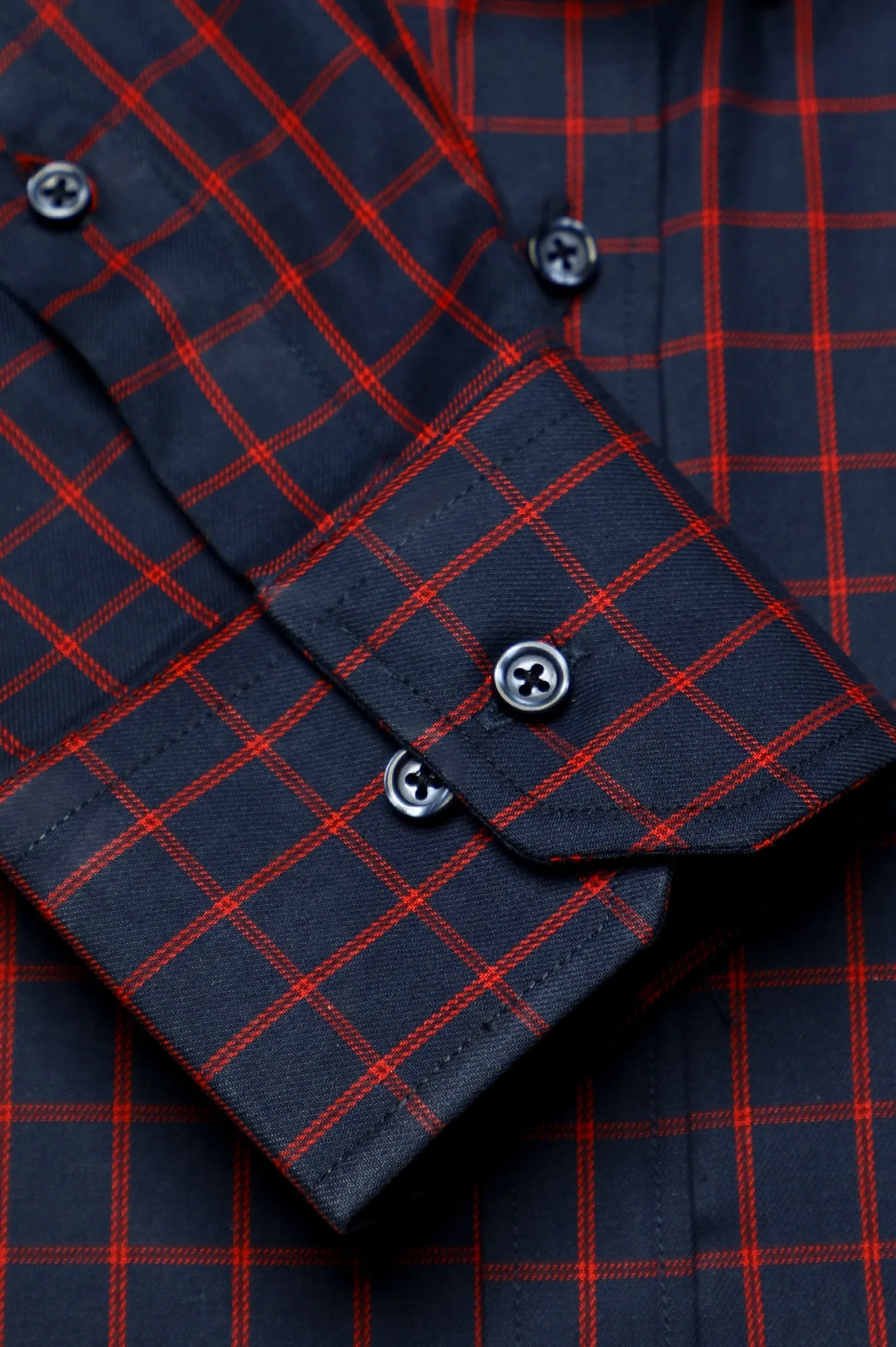 Navy Windowpane Check Casual Shirt