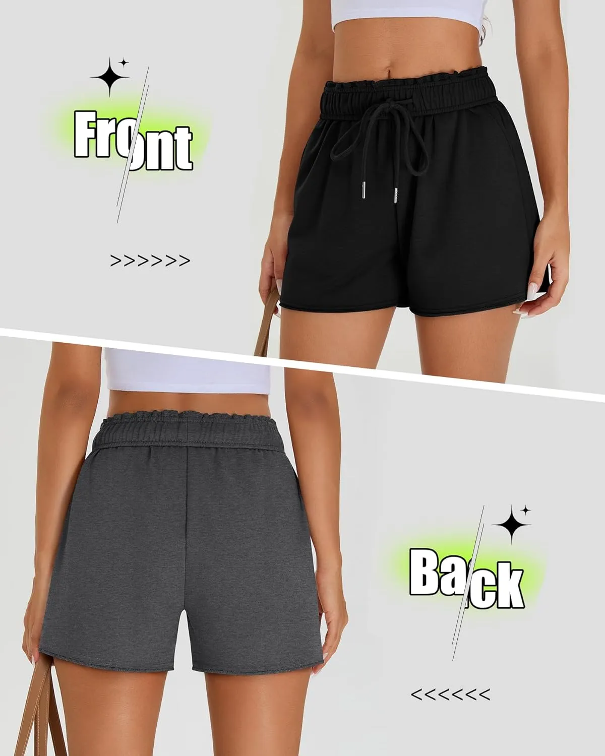 Neer 3 Pack Comfy Drawstring Shorts for Women Summer Lounge Sweat Short Raw Hem Athletic Running Workout Clothes with Pockets
