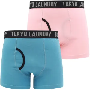 Oldfield (2 Pack) Boxer Shorts Set in Coral Cloud / Niagara Falls Blue - Tokyo Laundry