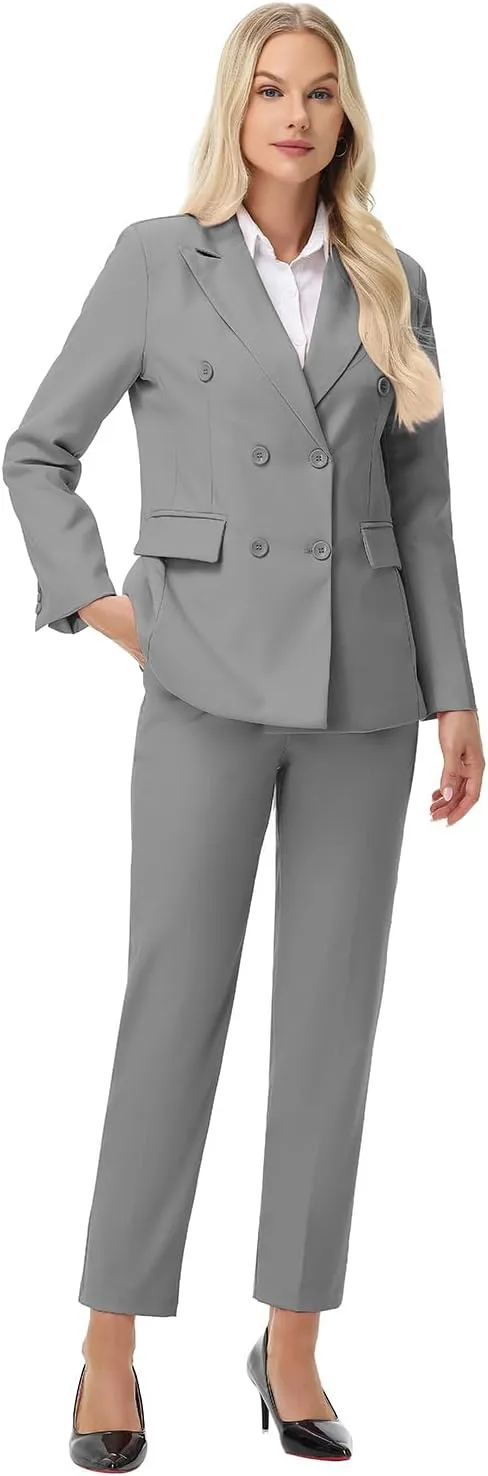 Pant Suits for Women Formal Pant Suits Double Breasted Blazer Sets Women 2 Piece Outfits