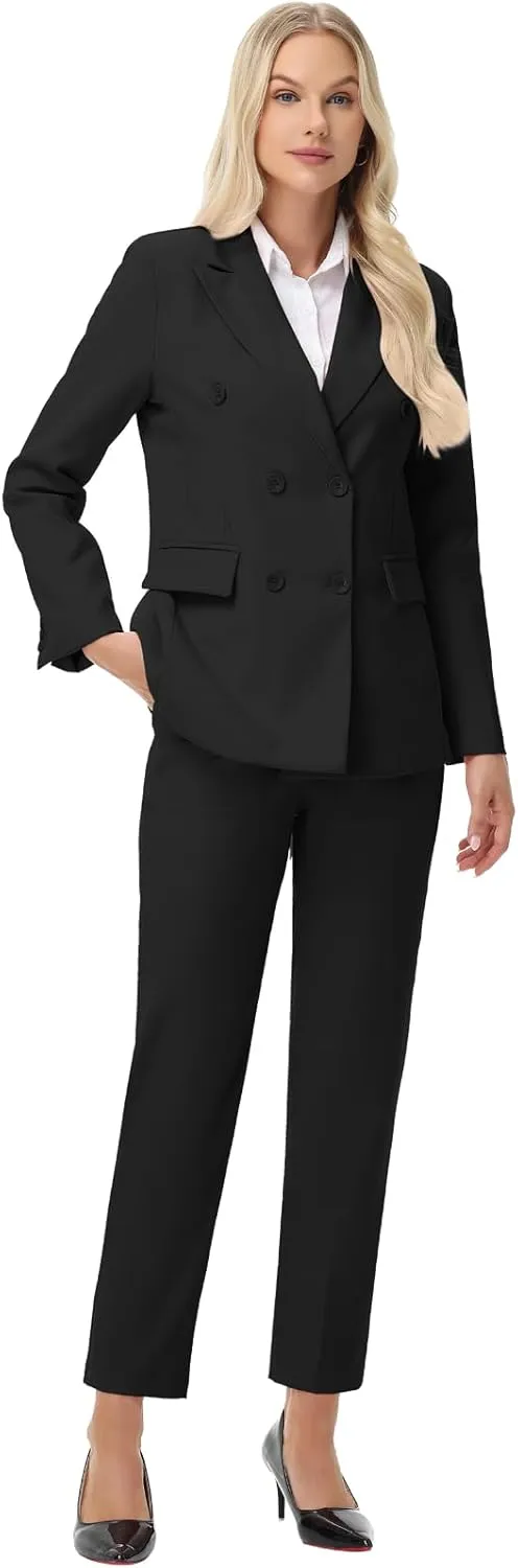 Pant Suits for Women Formal Pant Suits Double Breasted Blazer Sets Women 2 Piece Outfits