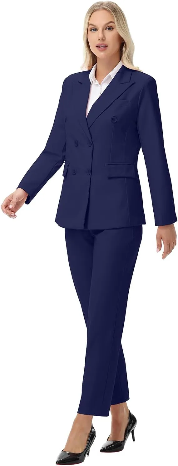 Pant Suits for Women Formal Pant Suits Double Breasted Blazer Sets Women 2 Piece Outfits