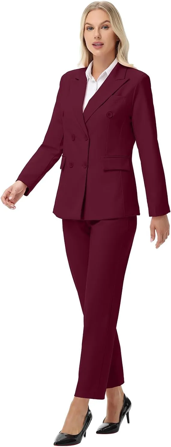Pant Suits for Women Formal Pant Suits Double Breasted Blazer Sets Women 2 Piece Outfits