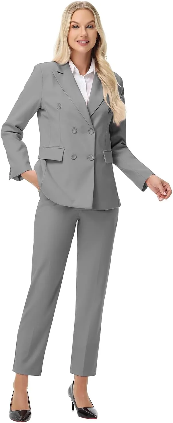 Pant Suits for Women Formal Pant Suits Double Breasted Blazer Sets Women 2 Piece Outfits