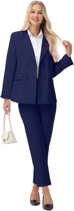 Pant Suits for Women Formal Pant Suits Double Breasted Blazer Sets Women 2 Piece Outfits