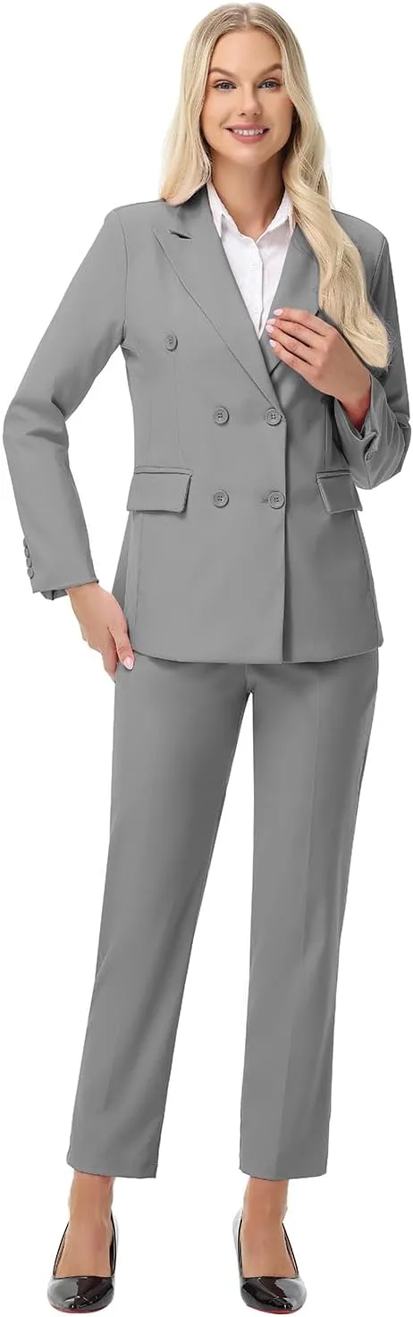 Pant Suits for Women Formal Pant Suits Double Breasted Blazer Sets Women 2 Piece Outfits