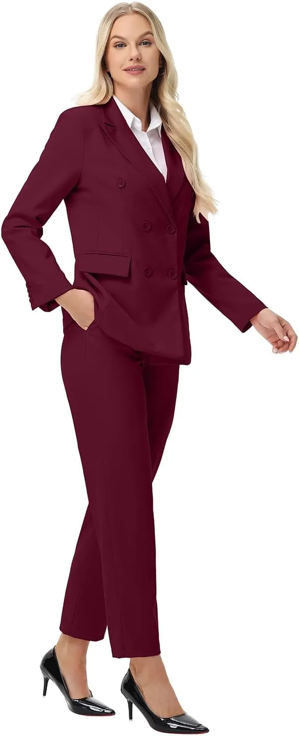 Pant Suits for Women Formal Pant Suits Double Breasted Blazer Sets Women 2 Piece Outfits