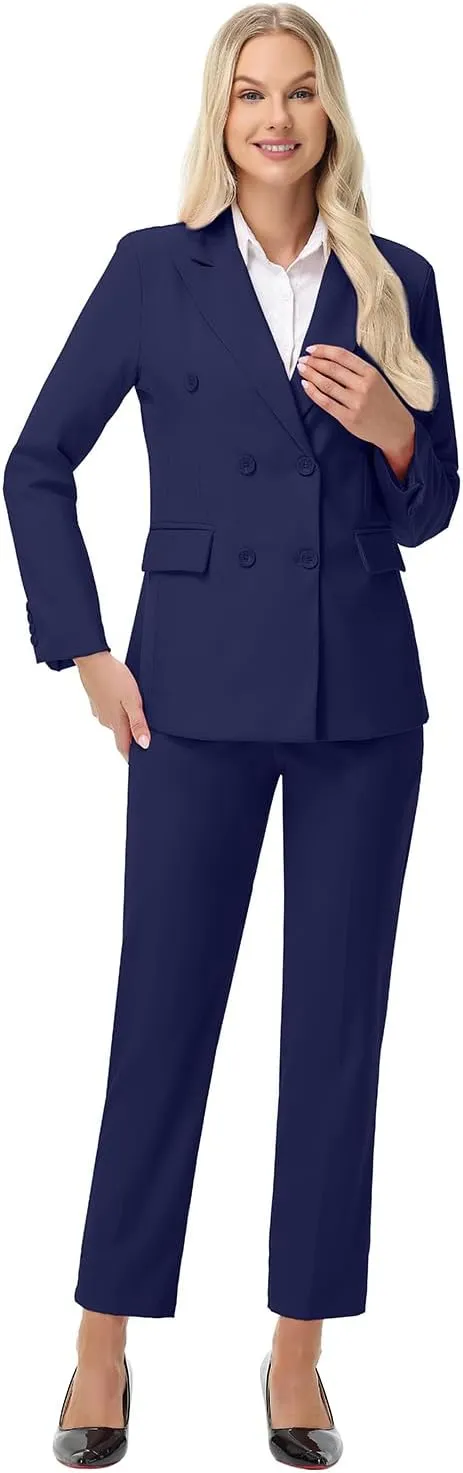 Pant Suits for Women Formal Pant Suits Double Breasted Blazer Sets Women 2 Piece Outfits