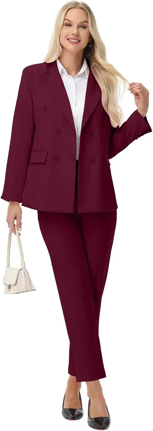 Pant Suits for Women Formal Pant Suits Double Breasted Blazer Sets Women 2 Piece Outfits