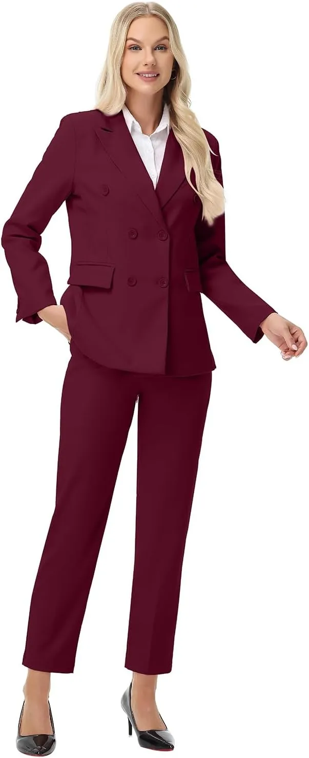 Pant Suits for Women Formal Pant Suits Double Breasted Blazer Sets Women 2 Piece Outfits