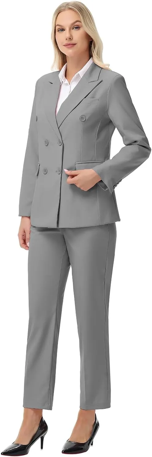 Pant Suits for Women Formal Pant Suits Double Breasted Blazer Sets Women 2 Piece Outfits