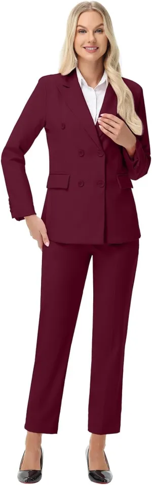 Pant Suits for Women Formal Pant Suits Double Breasted Blazer Sets Women 2 Piece Outfits