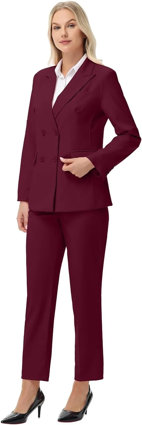 Pant Suits for Women Formal Pant Suits Double Breasted Blazer Sets Women 2 Piece Outfits