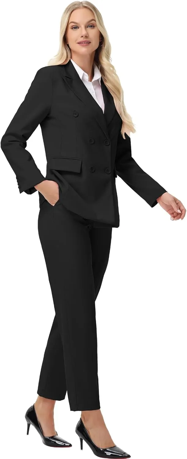 Pant Suits for Women Formal Pant Suits Double Breasted Blazer Sets Women 2 Piece Outfits