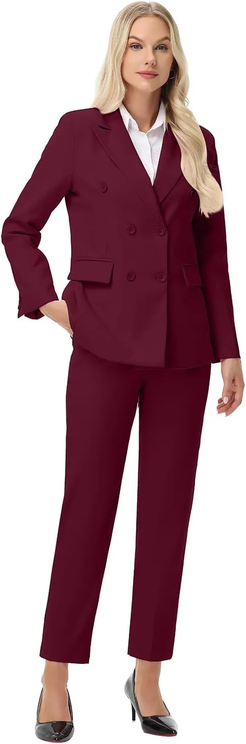 Pant Suits for Women Formal Pant Suits Double Breasted Blazer Sets Women 2 Piece Outfits