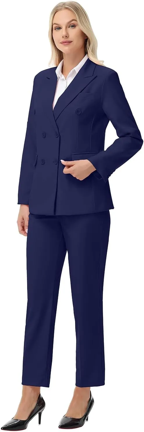 Pant Suits for Women Formal Pant Suits Double Breasted Blazer Sets Women 2 Piece Outfits