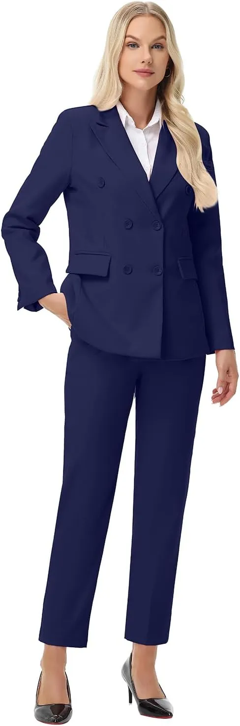 Pant Suits for Women Formal Pant Suits Double Breasted Blazer Sets Women 2 Piece Outfits