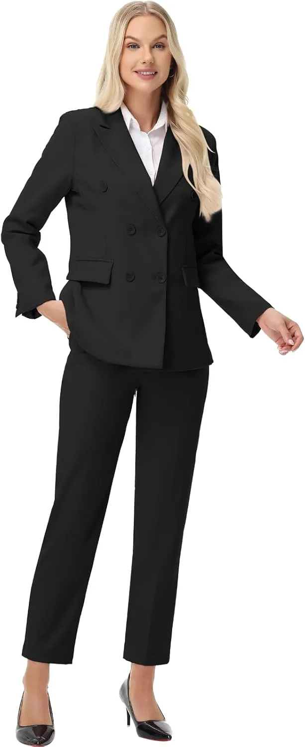 Pant Suits for Women Formal Pant Suits Double Breasted Blazer Sets Women 2 Piece Outfits