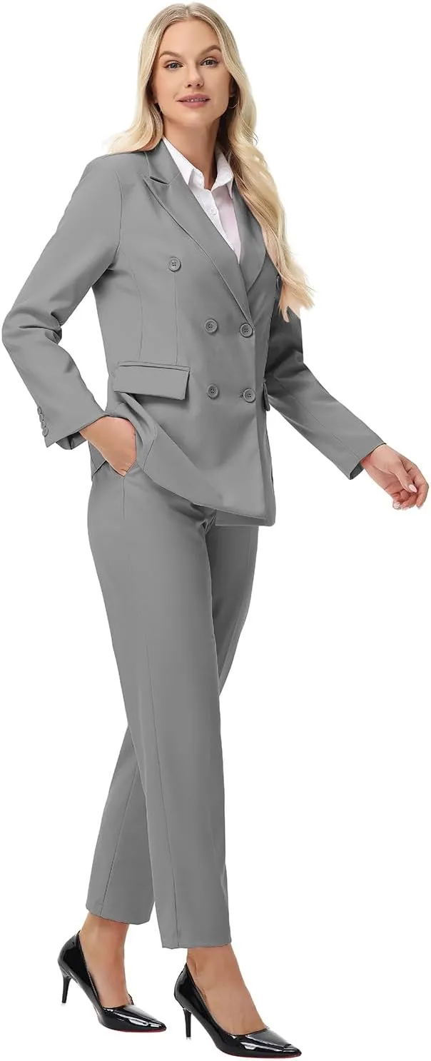 Pant Suits for Women Formal Pant Suits Double Breasted Blazer Sets Women 2 Piece Outfits