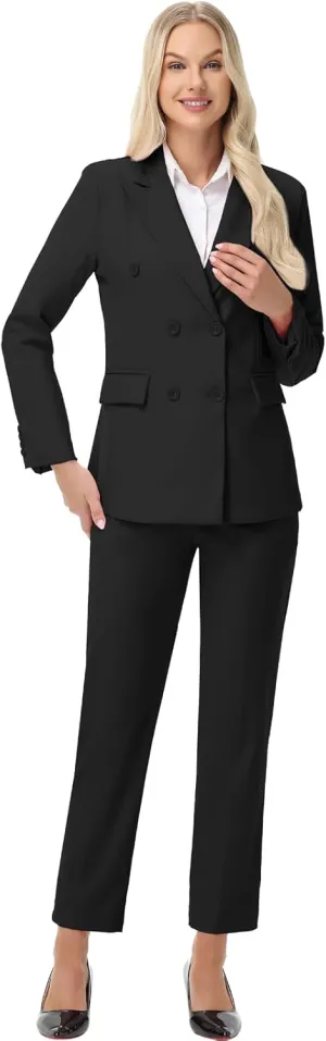 Pant Suits for Women Formal Pant Suits Double Breasted Blazer Sets Women 2 Piece Outfits