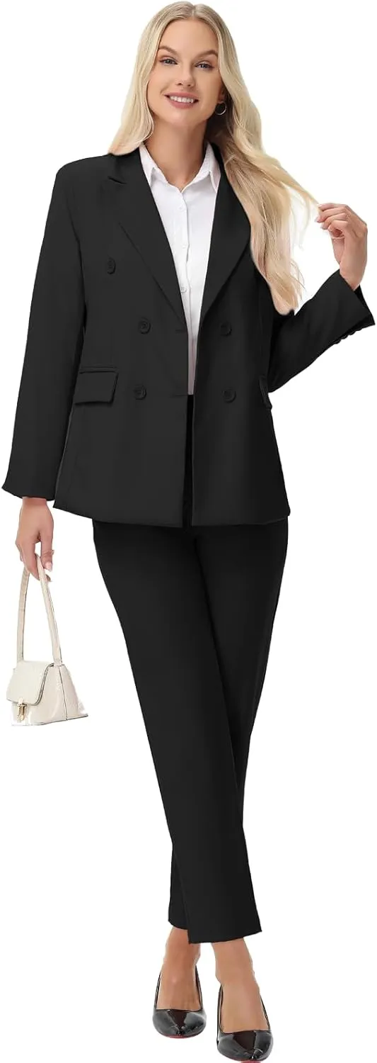 Pant Suits for Women Formal Pant Suits Double Breasted Blazer Sets Women 2 Piece Outfits