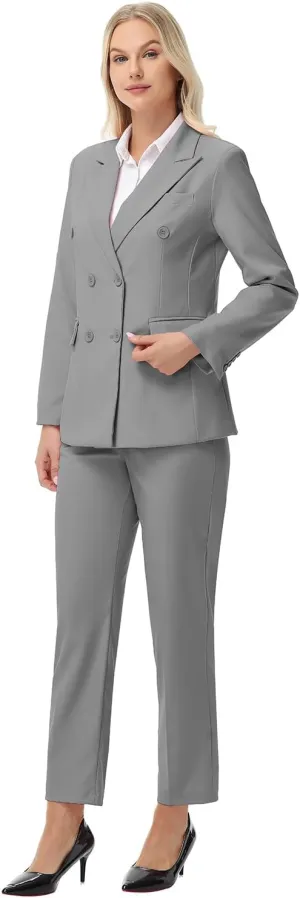 Pant Suits for Women Formal Pant Suits Double Breasted Blazer Sets Women 2 Piece Outfits