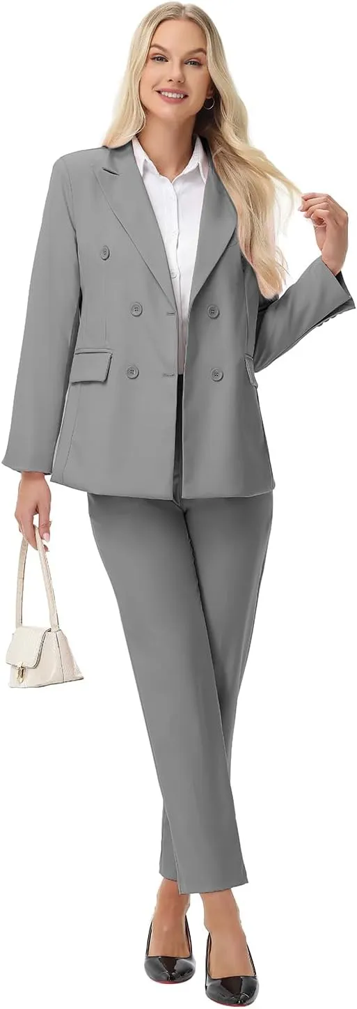 Pant Suits for Women Formal Pant Suits Double Breasted Blazer Sets Women 2 Piece Outfits