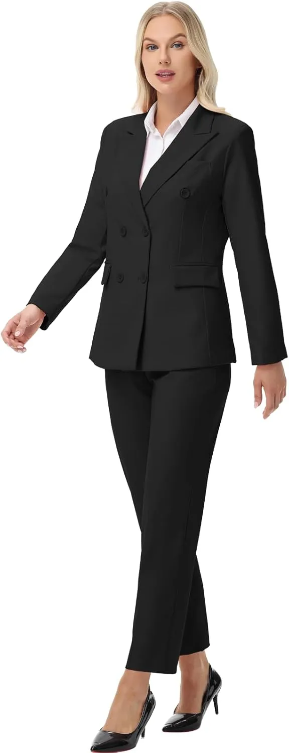 Pant Suits for Women Formal Pant Suits Double Breasted Blazer Sets Women 2 Piece Outfits