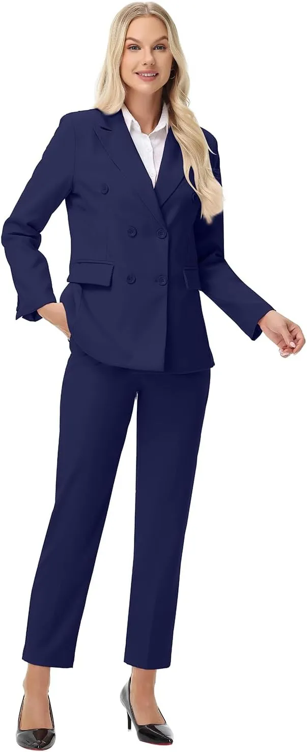 Pant Suits for Women Formal Pant Suits Double Breasted Blazer Sets Women 2 Piece Outfits