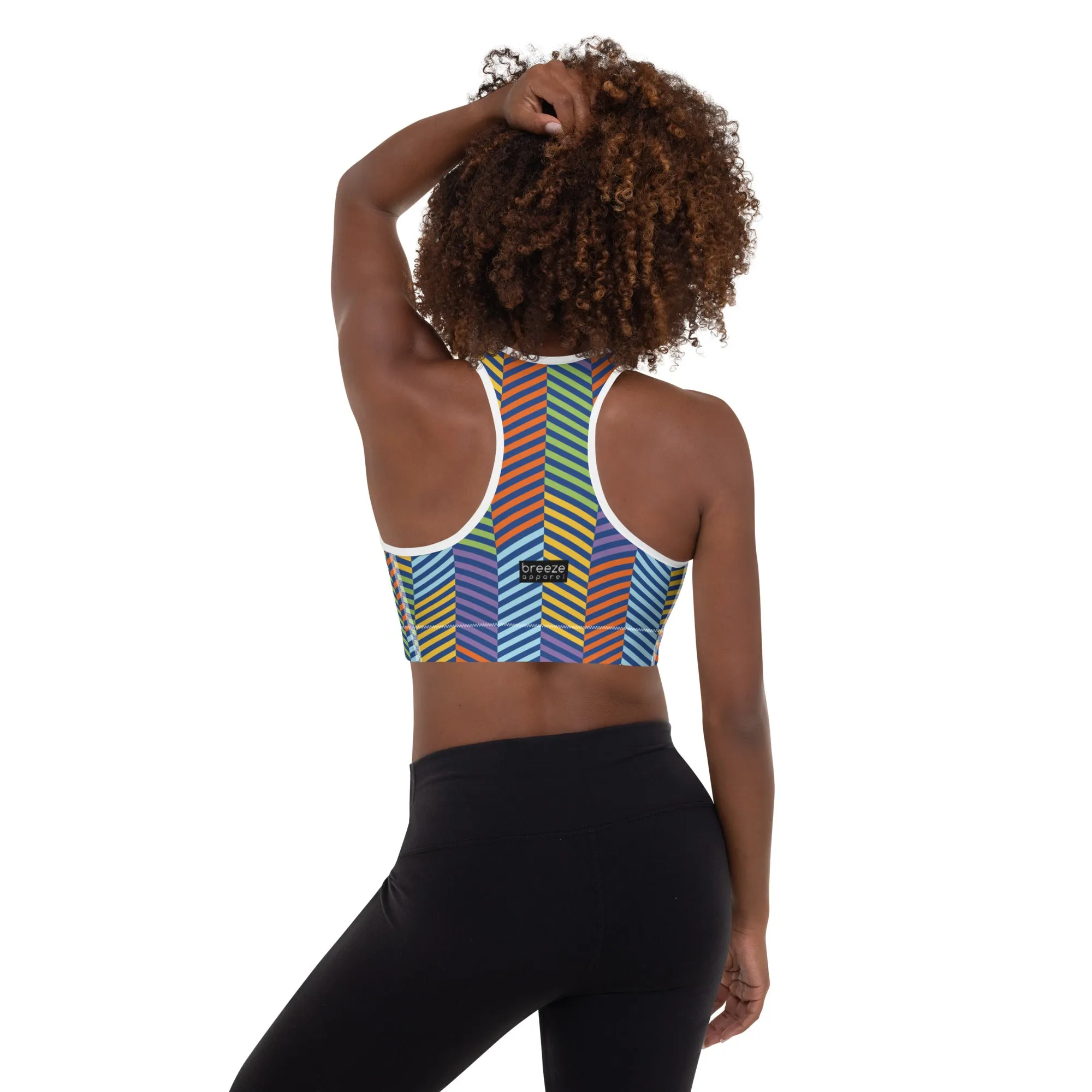 'Peacock' padded sports bra