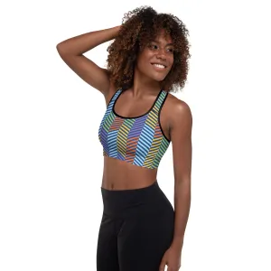 'Peacock' padded sports bra