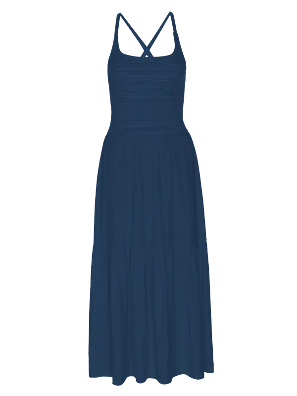 Penelope Cross Back Midi Dress ~ Navy