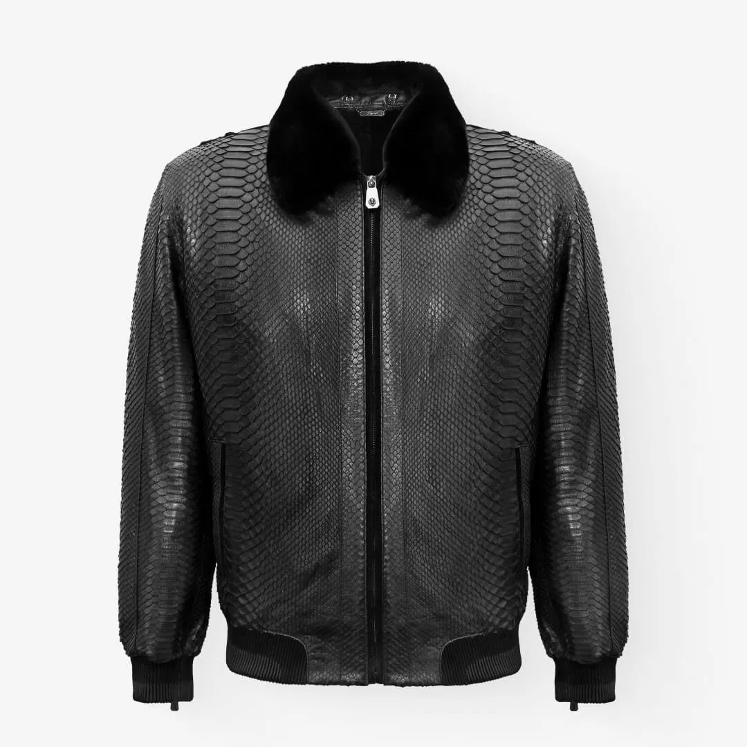 Python Leather Flight Jacket