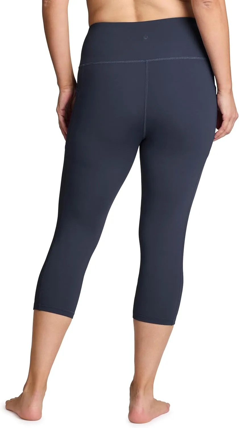 RBX Activewear Plus Size Legging for Women in Capri Length High Waist Squat Proof Running Yoga Pants with Pockets