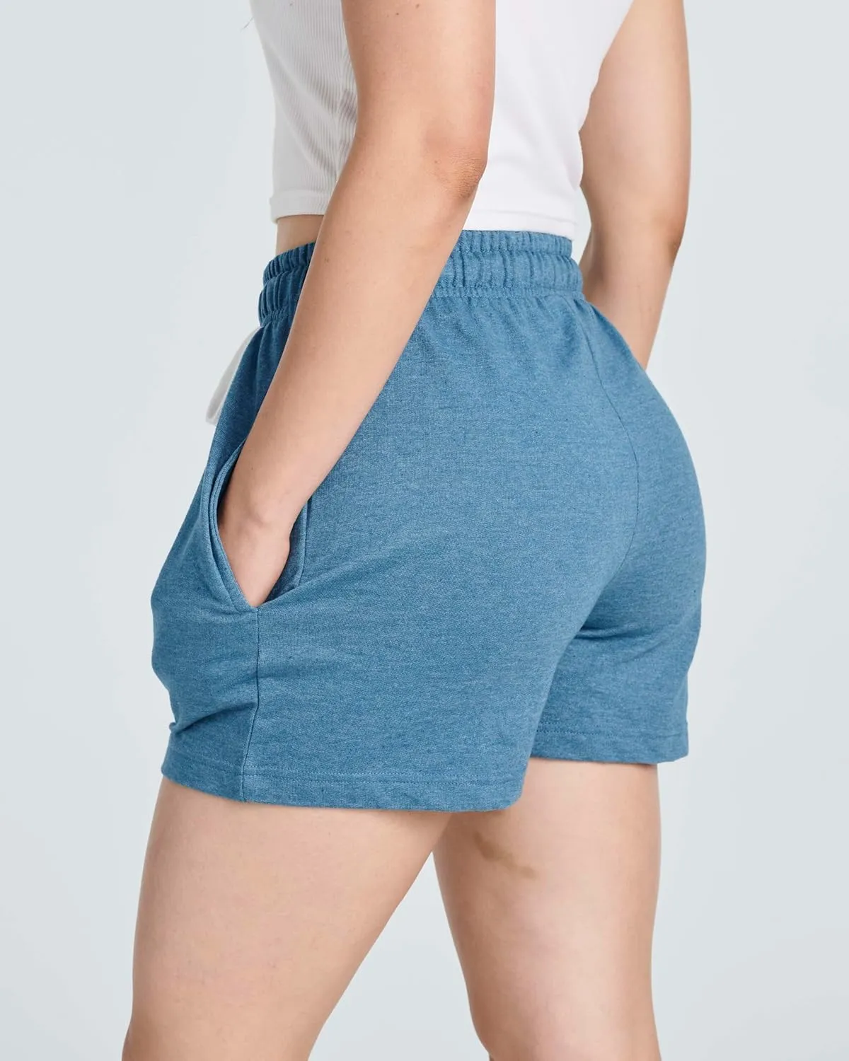 Real Essentials 3 Pack: Womens Cotton French Terry Shorts Pockets - Casual Athletic Lounge (Available in Plus)