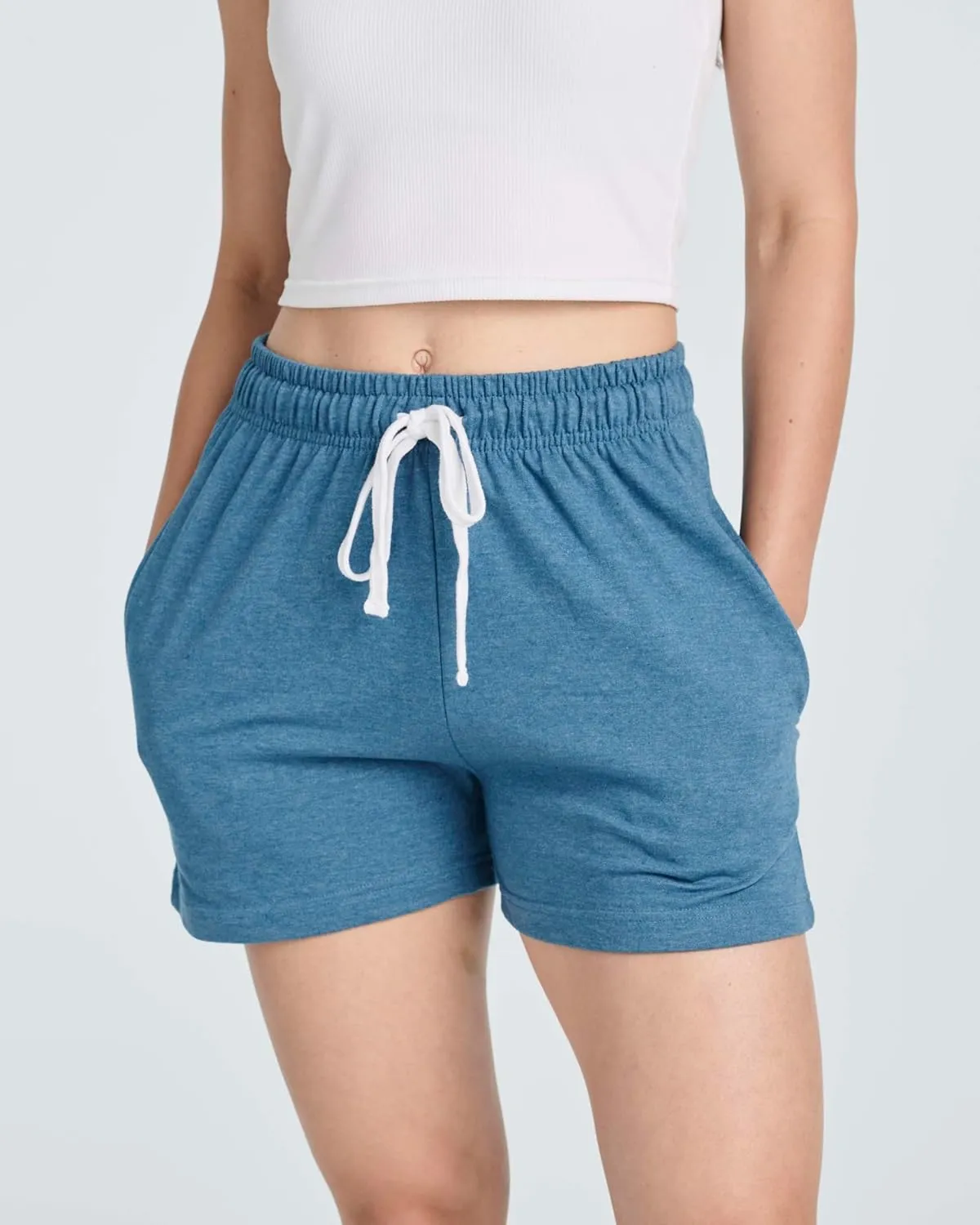 Real Essentials 3 Pack: Womens Cotton French Terry Shorts Pockets - Casual Athletic Lounge (Available in Plus)