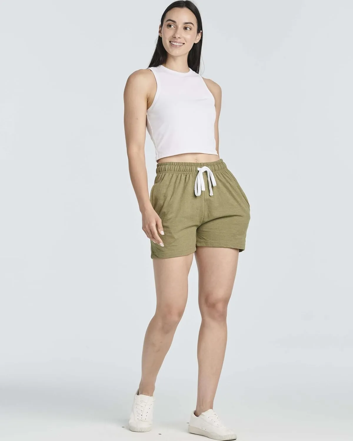 Real Essentials 3 Pack: Womens Cotton French Terry Shorts Pockets - Casual Athletic Lounge (Available in Plus)