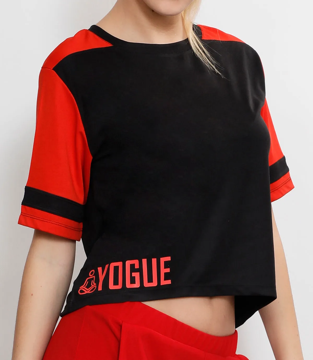 Red Black Crop Top