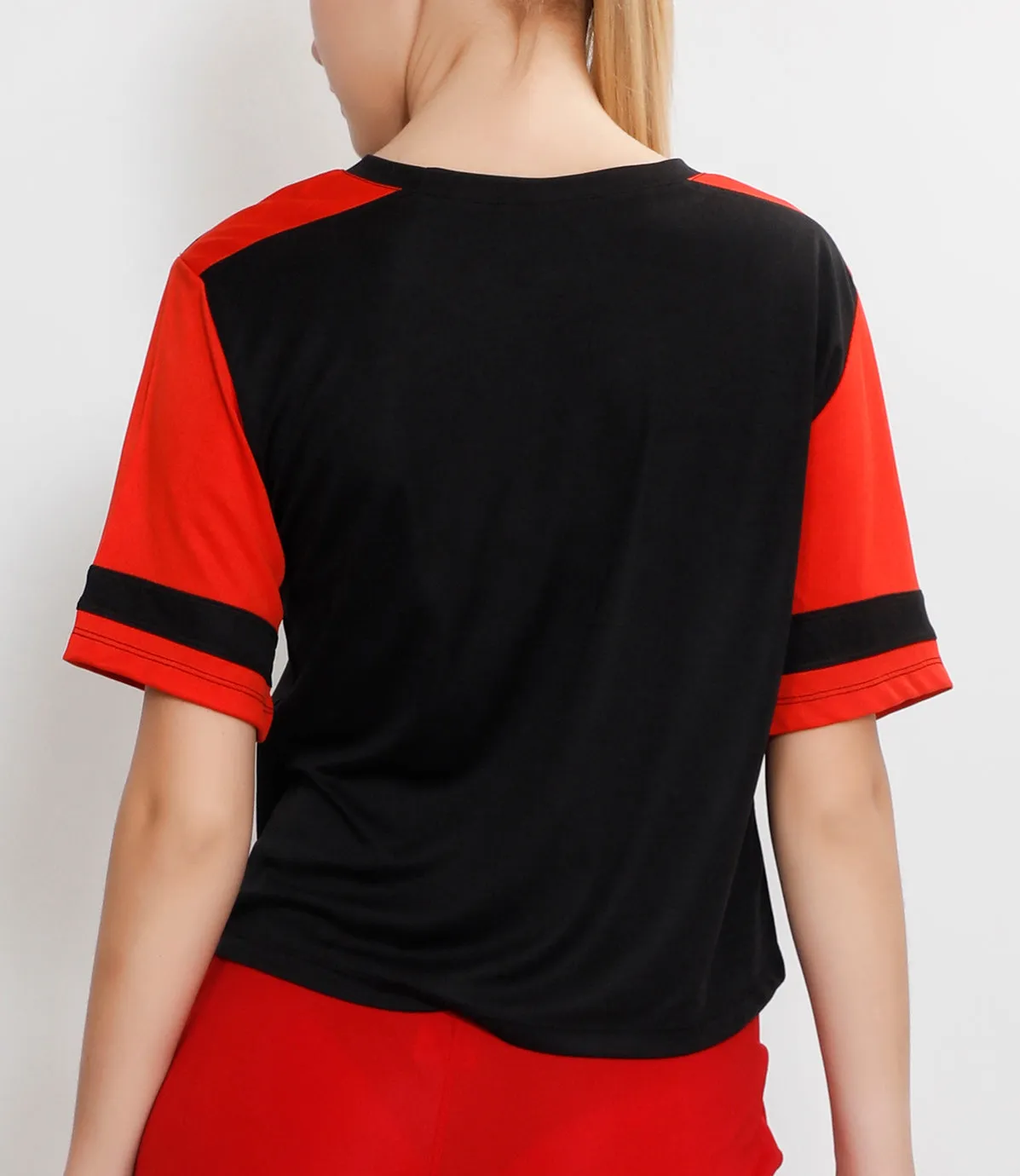 Red Black Crop Top