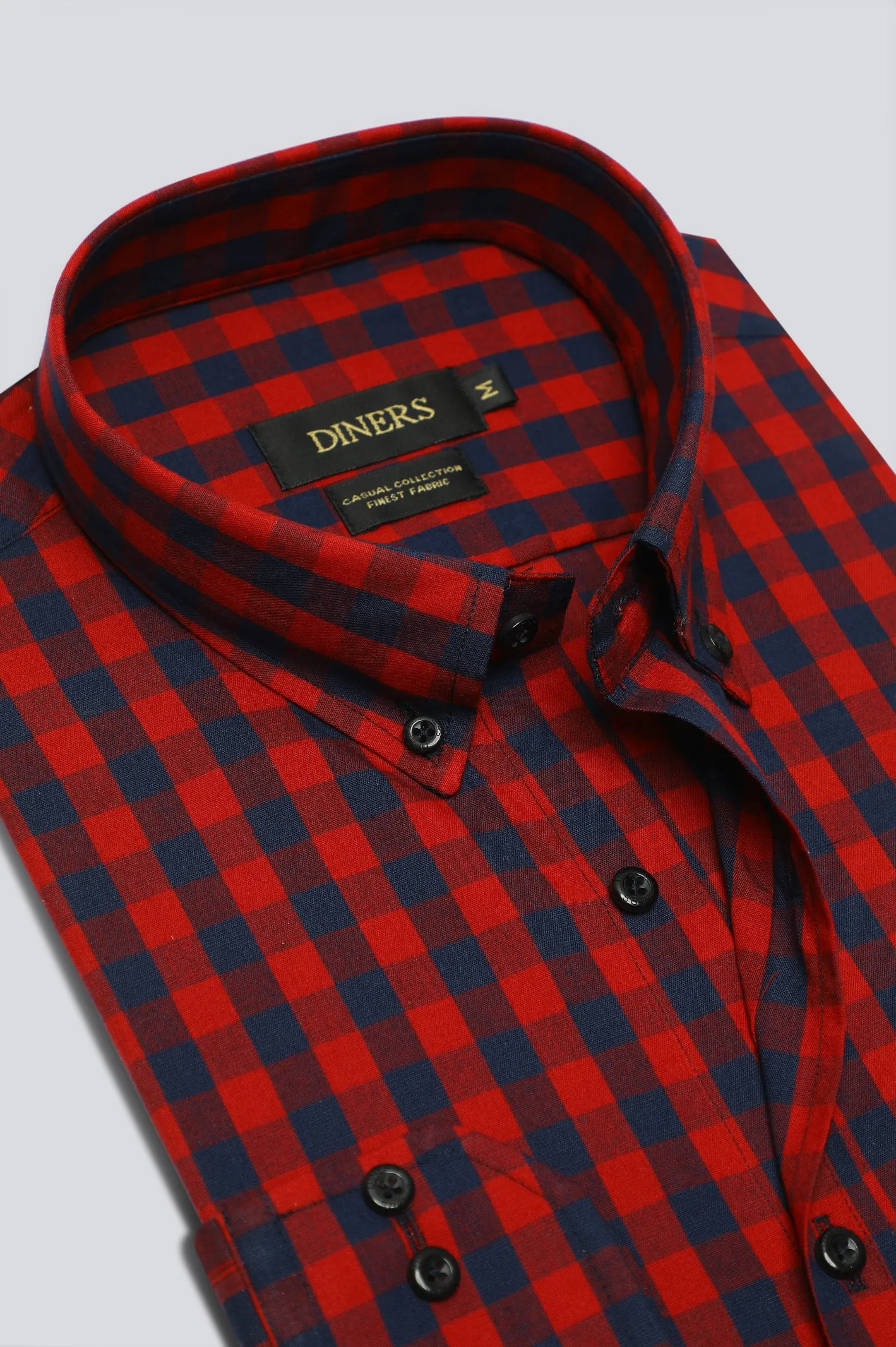 Red Gingham Check Casual Shirt