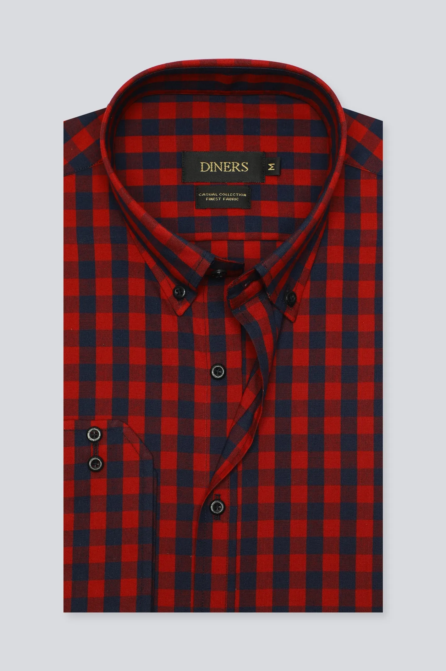 Red Gingham Check Casual Shirt