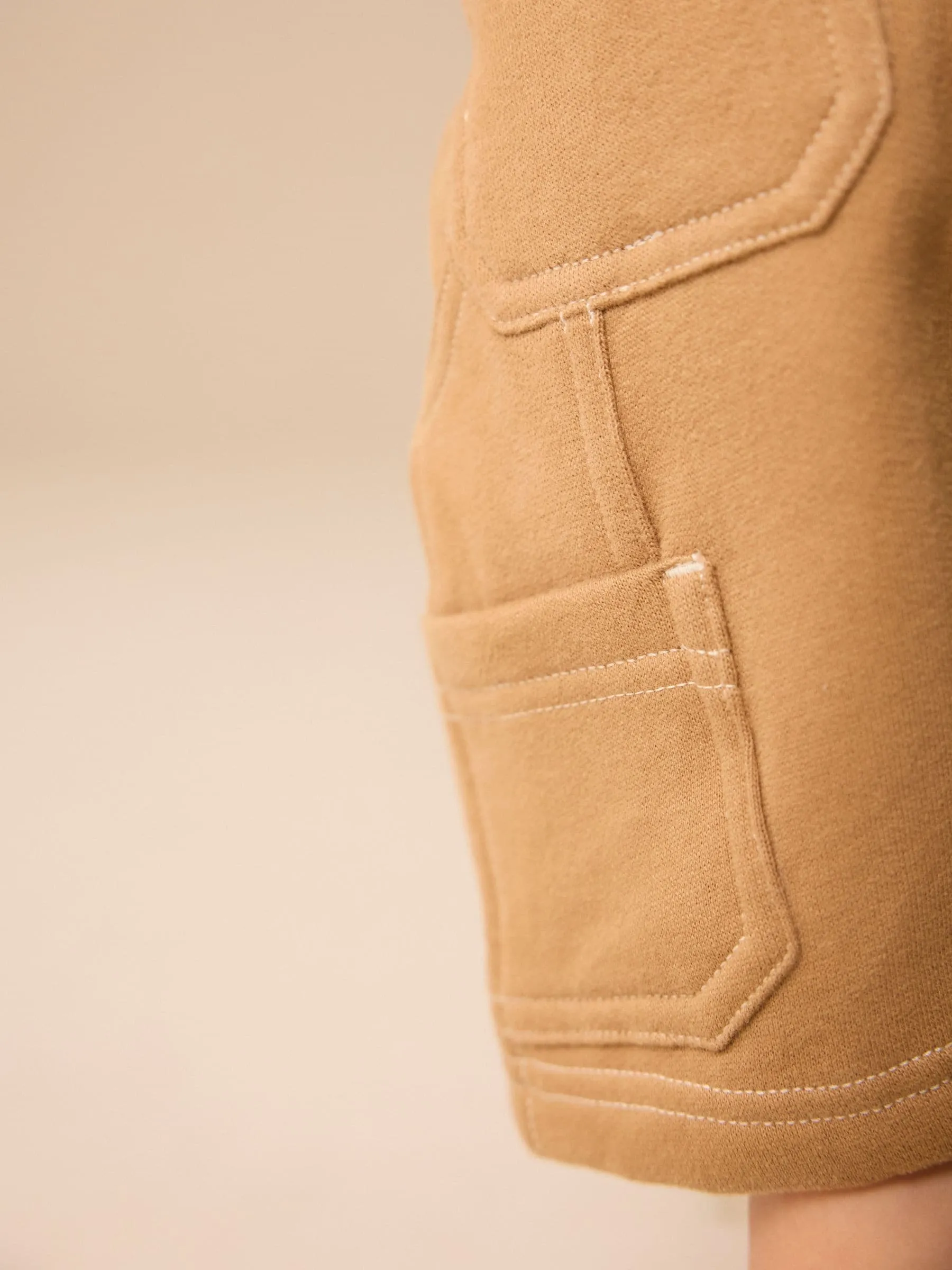Red/ Tan Brown Sweatshirt and Carpenter Shorts Set (3mths-7yrs)