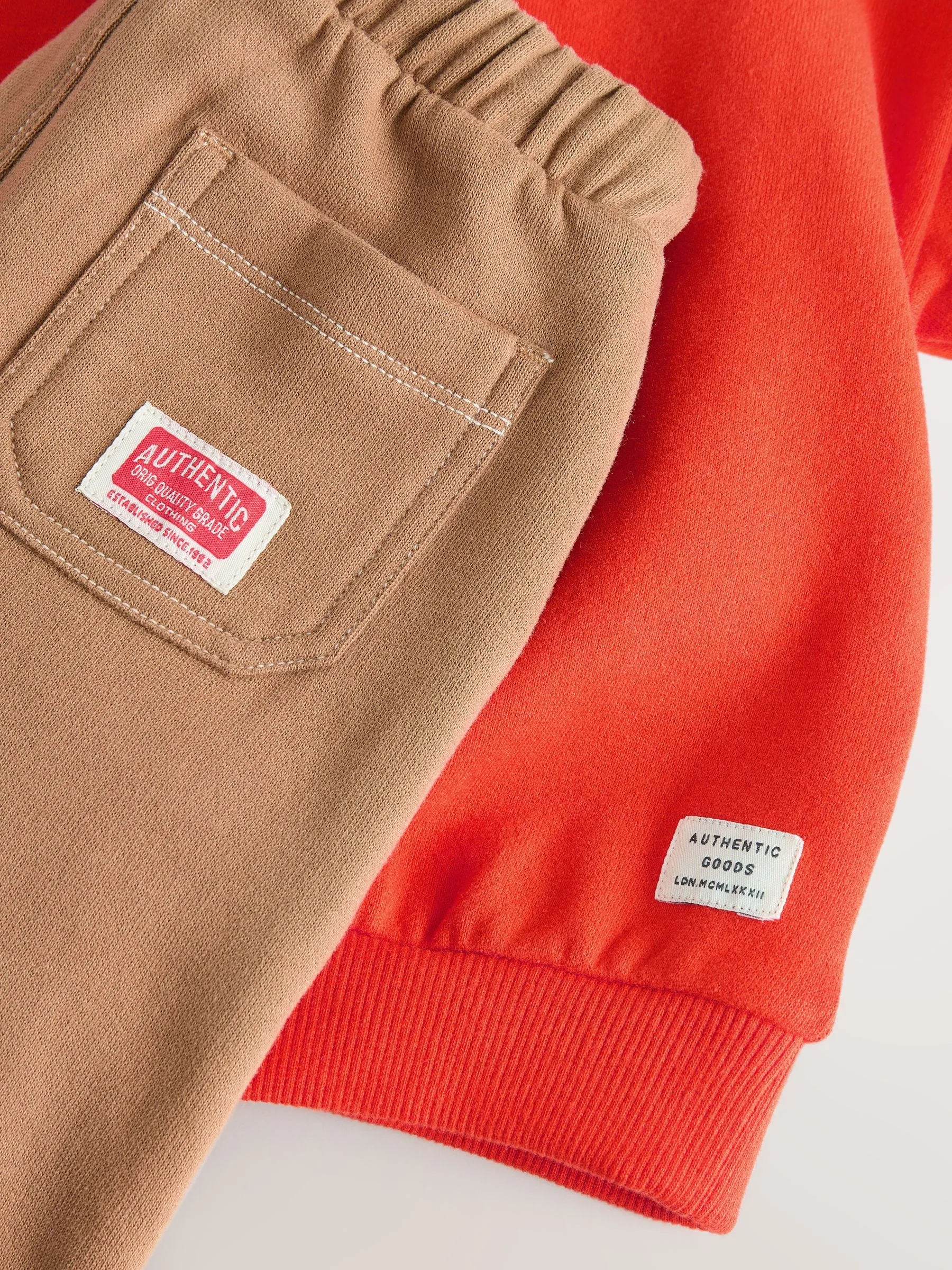 Red/ Tan Brown Sweatshirt and Carpenter Shorts Set (3mths-7yrs)