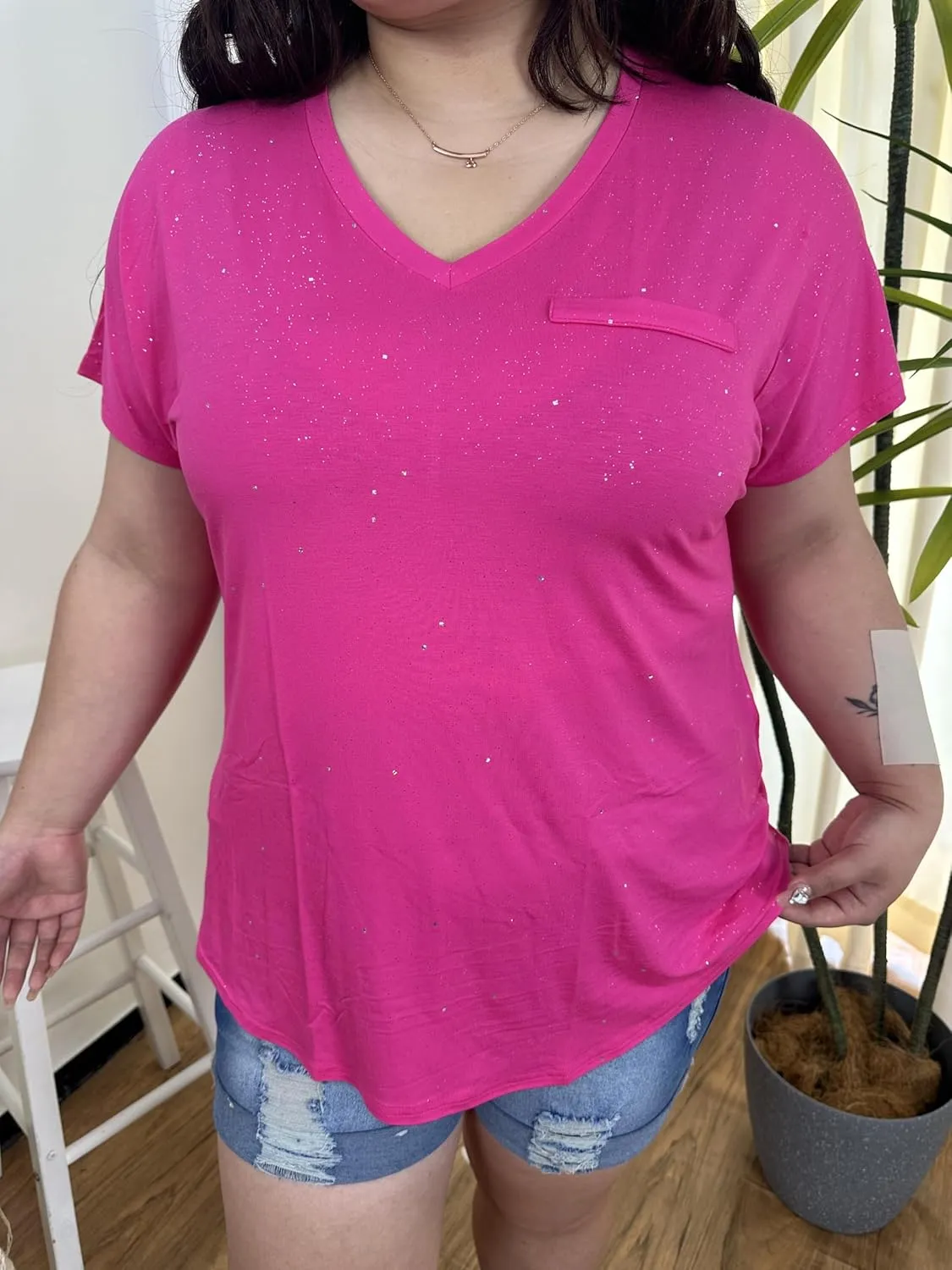 RITERA Plus Size Tops for Women Oversized Summer Basic V Neck Short Sleeve Henley Shirt Casual Tunic Shirts XL-5XL